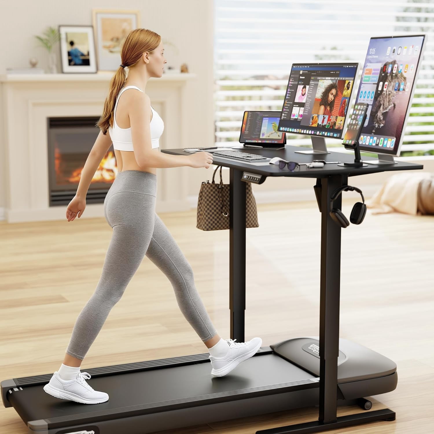 JessieMal Electric Standing Desk, 40 x 24 Inches Sit Stand up Desk, Sit Stand Height Adjustable Home Office Desk with 4 Height Position Memory - with Splice Board (Black, 40)