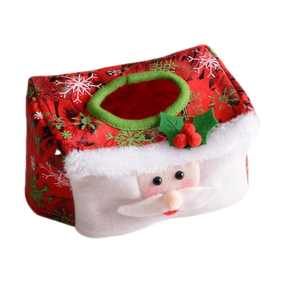 Funda para caja de pañuelos navideña, contenedor para servilletas, tamaño grande, soporte para encimera Rojo