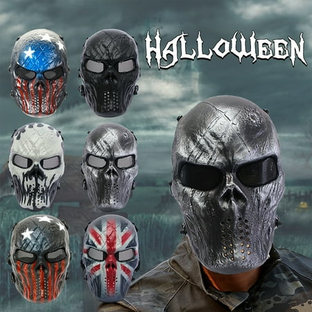 Tactical Gear Mask Face Protection Airsoft Elfeland Overhead Skull Skeleton Safety Guard Outdoor Paintball Hunting Cs War Game Combat Protect for Party Movie Props Sports (Best Airsoft Face Protection)