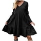 thumbnail image 1 of Mini vestido con volantes de manga larga con cuello en V informal de verano a la moda para mujer Fridja bnh3105, 1 of 5