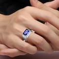 thumbnail image 4 of Men's Halo Engagement Rings 7.0ct Radiant Cut Created Blue Sapphire Solid 925 Sterling Silver Eternity Wedding Band Size 5-14, 4 of 4