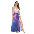 thumbnail image 2 of FORMRS Womens Long Sarong Beach Wrap Semi-Sheer Bikini Skirt Bathing Swimsuit Cover Up, Galaxy Pattern, 2 of 7