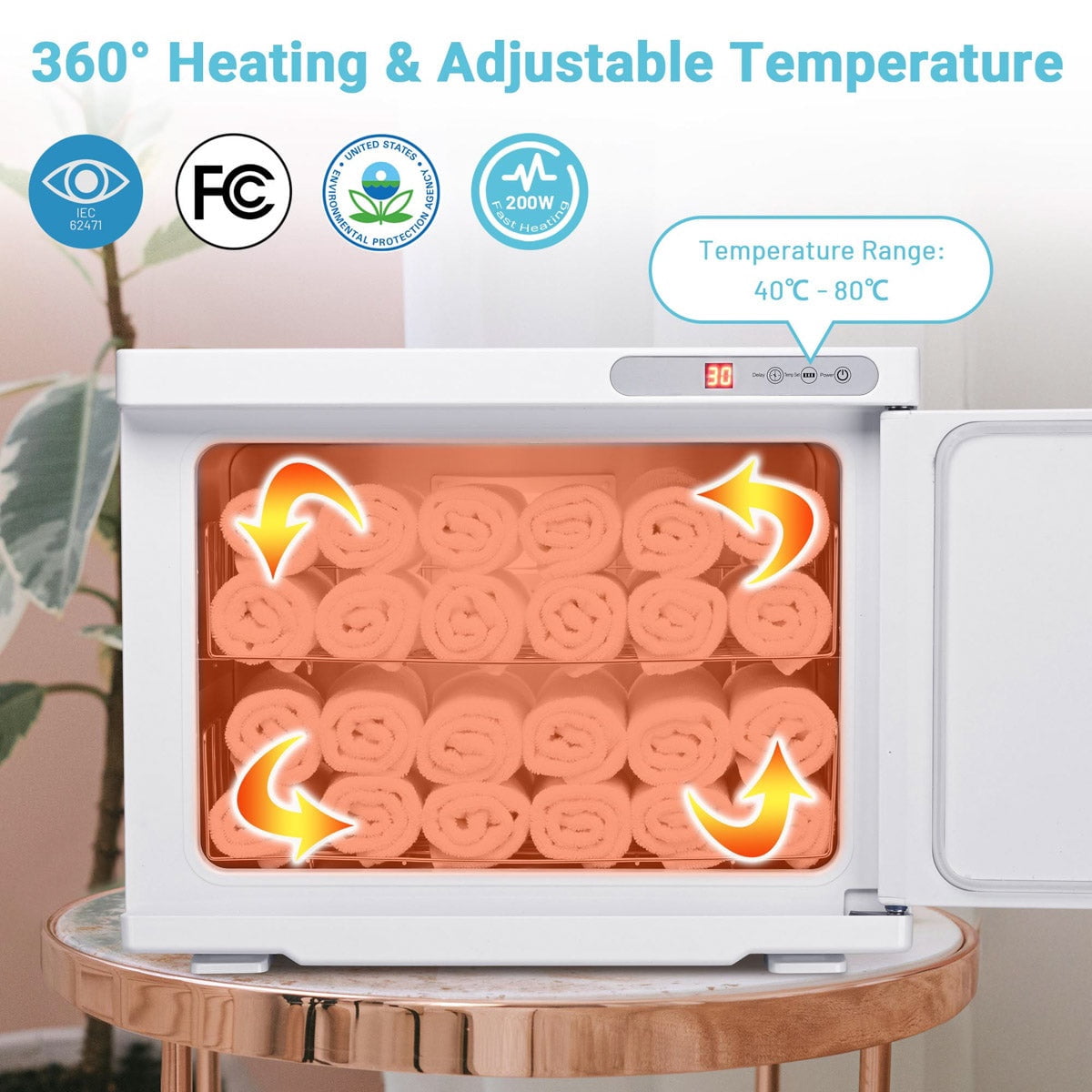 Yescom 23L Professional 2-in-1 Hot Towel Warmer & UV Sterilizer Cabinet with Dual Racks and Removable Drip Tray for Spas, Salons, and Home Use. White