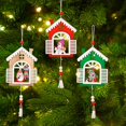 thumbnail image 1 of Adornos navideños primero para nuevo hogar, regalo de inauguración de la casa, 3 piezas de artesanías colgantes de madera para decoraciones de árboles de Navidad brillar Electrónica, 1 of 5