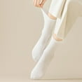 thumbnail image 6 of Women's Four seasons Dopamine Style Socks Solid Color for Stability and Comfort 2Pairs- One Size Fits Most, White, 6 of 7
