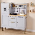 thumbnail image 4 of LAZY BUDDY Wooden Play Kitchen for Kids, Pretend Toy Kitchen with 5-Piece Cooking Accessories for Toddlers 3+, 4 of 10