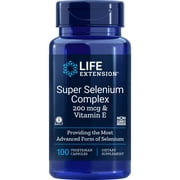 Life Extension Super Selenium Complex, 200 mcg  3 Forms of Selenium, Vitamin E  Cellular Health & Longevity Support  Gluten-Free, Non-GMO, Vegetarian, 1 Daily  100 Capsules