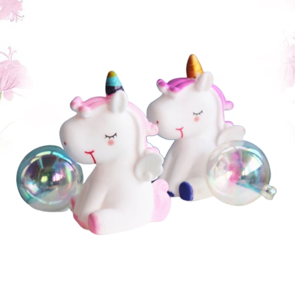 WASHWEPE 2pcs Assorted Color Unicorn Cake Decoration Made of Vinyl Safe and for Birthday Cakes