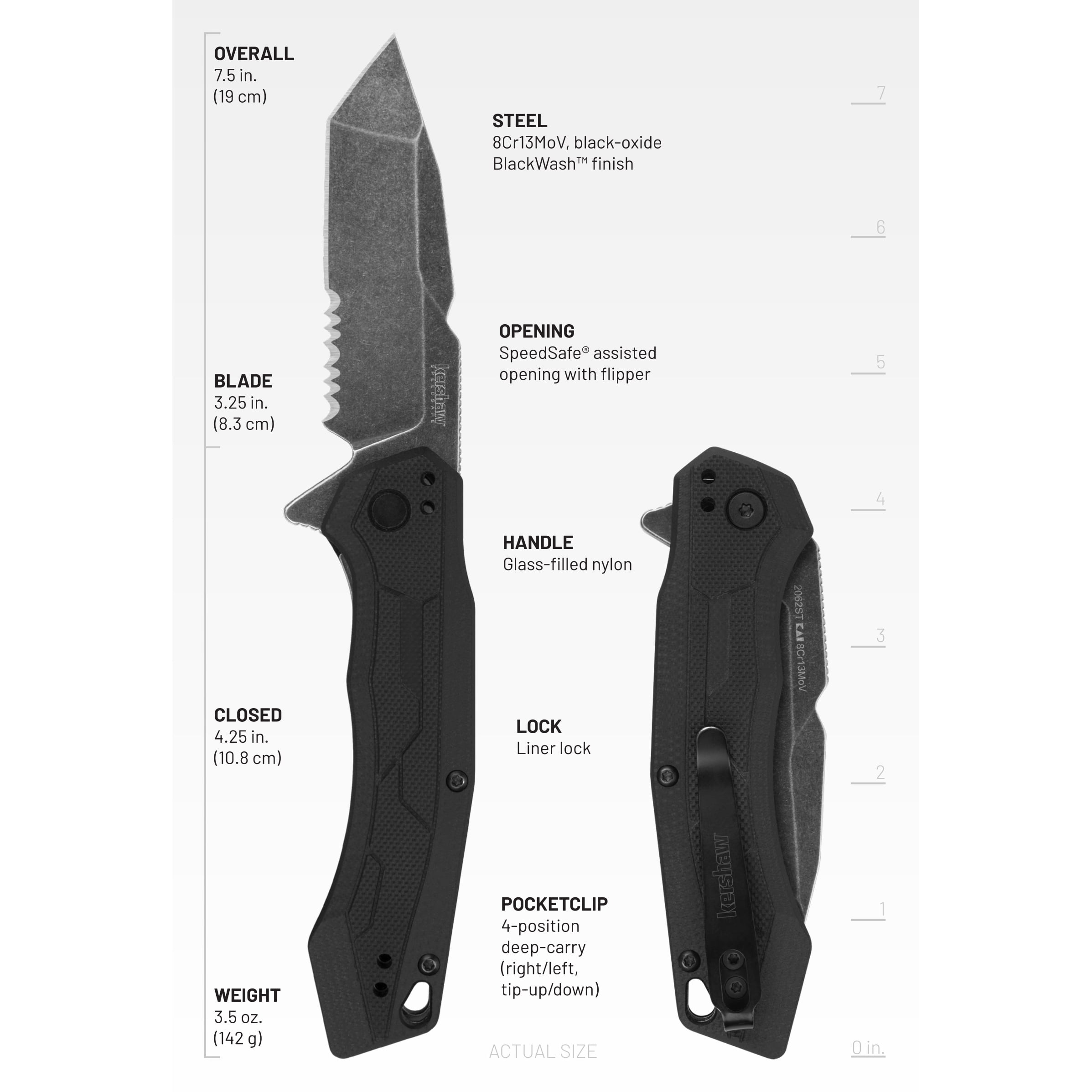 Kershaw Analyst Folding Pocket Knife, 3.25" Blade with Assisted Opening