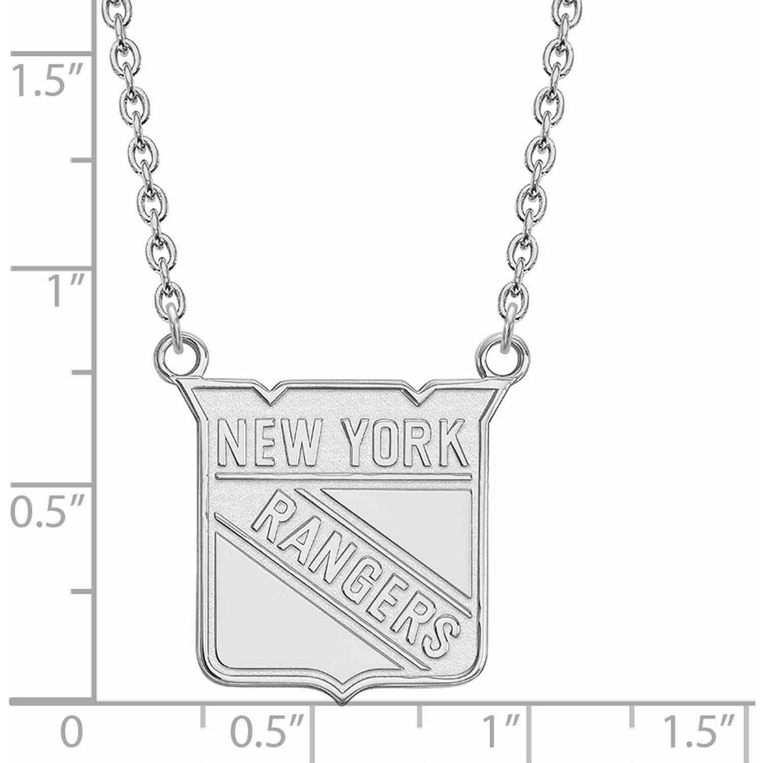 LogoArt 14 Karat White Gold NHL New York Rangers Large Pendant with Necklace - image 2 of 5