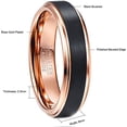 thumbnail image 3 of VAKKI 6mm Tungsten Rings with Rose Gold Plated Beveled Edge Brushed Polished Size 5-12, 3 of 5