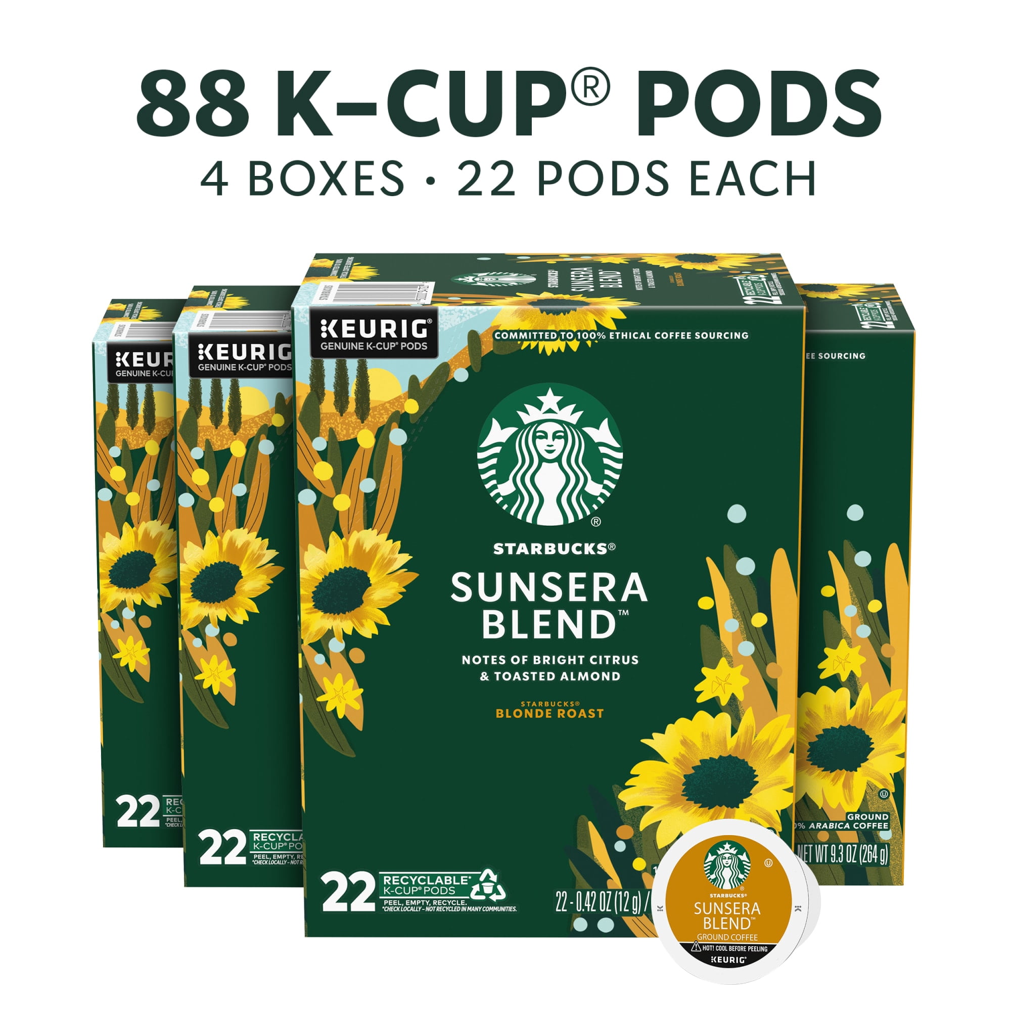 Starbucks Sunsera Blend, Keurig K-Cup Coffee Pods, 100% Arabica, 88 Count