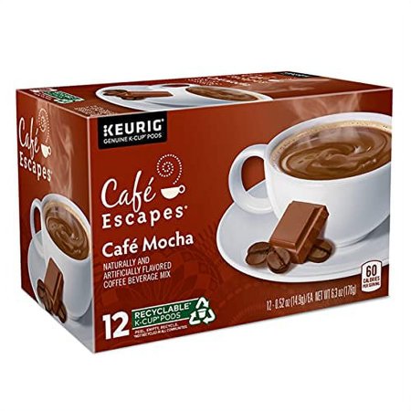Gourmet Single Cup Coffee CAF Cafe Mocha - 12 Count K-Cups CAF Esca[ES (Green Mountain Coffee Roasters)