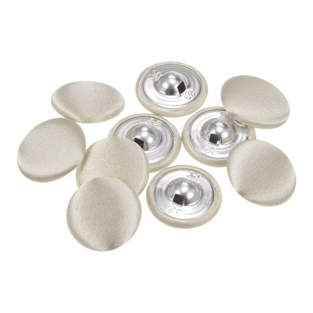 Uxcell 10 piezas 32L botón de tela cubierto de 20 mm redondo de metal para trajes, vestidos y blusas, beige
