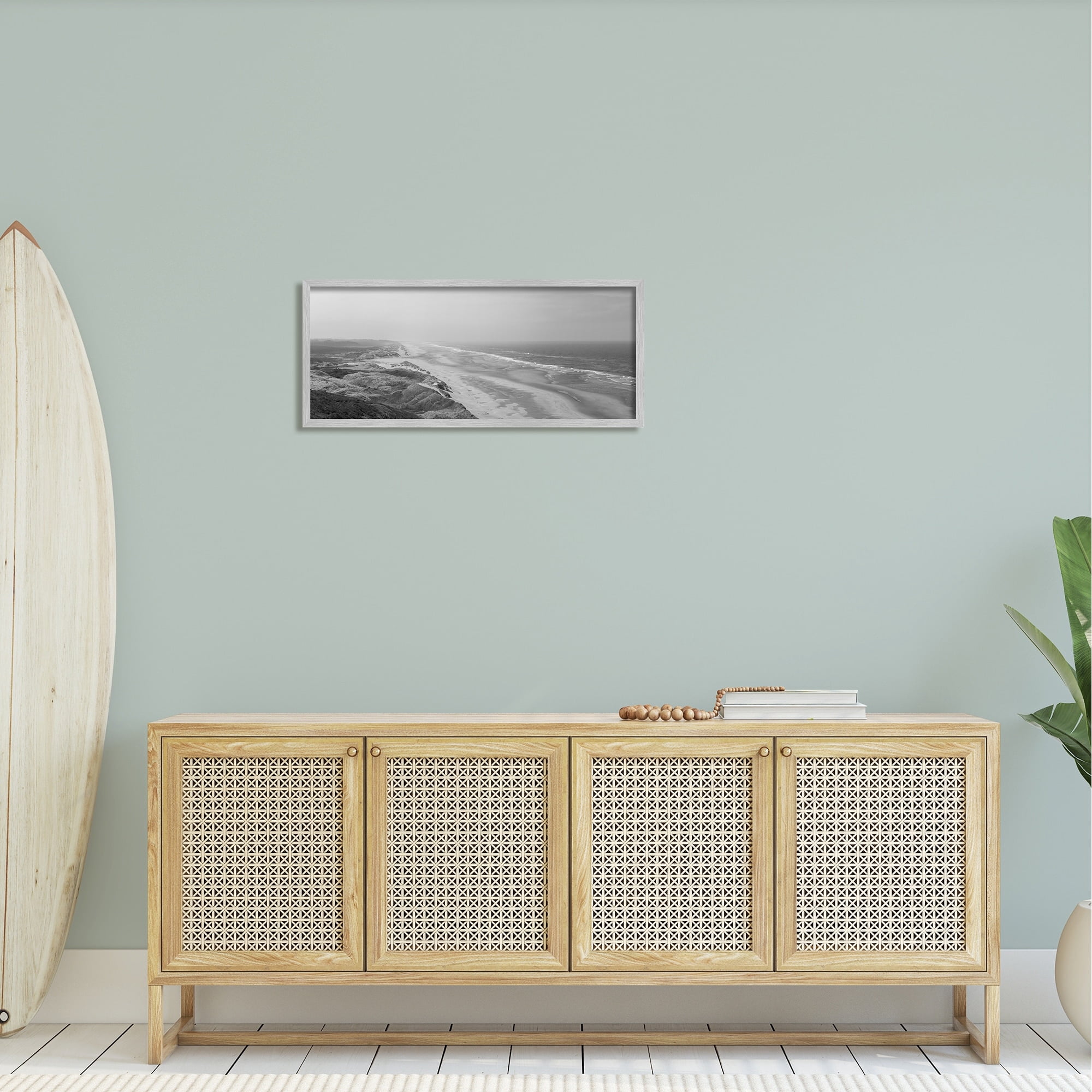 Stupell Industries Rocky Ocean Coast Waves Monochrome Beach Shore Photograph Gray Framed Art Print Wall Art, Design by Aaron Matheson