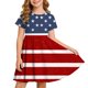 thumbnail image 2 of Odeerbi Niñas Día de La Independencia Vestido de Línea A Verano Patriótico Cuello Redondo Manga Corta Vestido Casual, 2 of 9