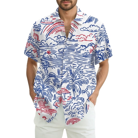 Hawaiian Shirt for Men Button Up Short Sleeve Floral Print Casual Loose Fit Beach Shirts Cruise Vacation Tshirts