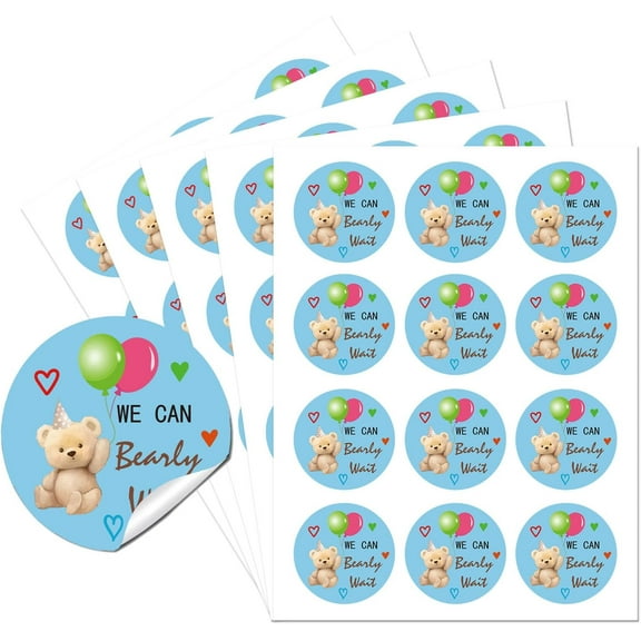 Thank You Sticker Labels Party Circle Stickers 60 Pcs Circle Stickers 2" Bear Self-Adhesive Convenient Party Circle Stickers for Party Favors Envelope Seals & Goodie Bags