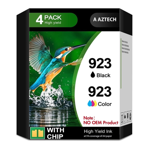 923 923E Ink Cartridges (With Chip) Compatible for HP923 E 923 923XL OfficeJet Pro 8130 8135e 8138e 8139e 8120 8122e OfficeJet 8124e 8125e 8132e 8134e Printer | 923E Combo Pack, Pack of 4