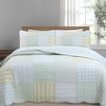 thumbnail image 4 of Comforter Set Queen Size  3-Piece Coverlet Set for Night Sleep  Bedding Quilt with Green Yellow Blue Plaid Striped Real Patchwork, 4 of 4
