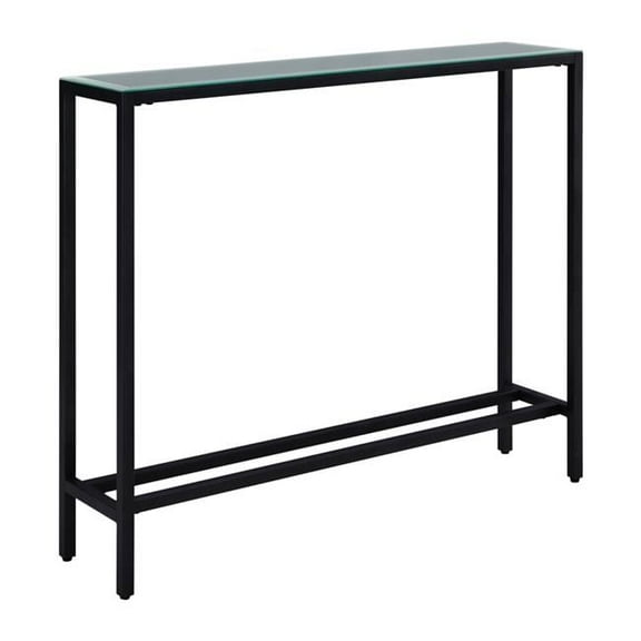 36 in. Mirrored Glass Console Table, Black