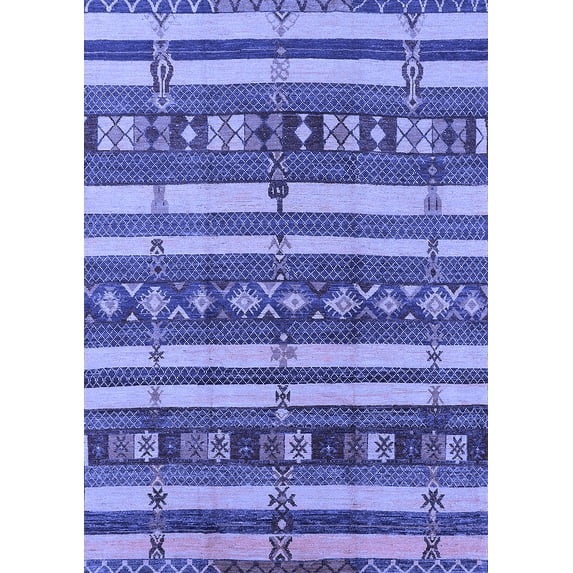 Ahgly Company Machine Washable Indoor Rectangle Oriental Blue Industrial Area Rugs, 2' x 5'