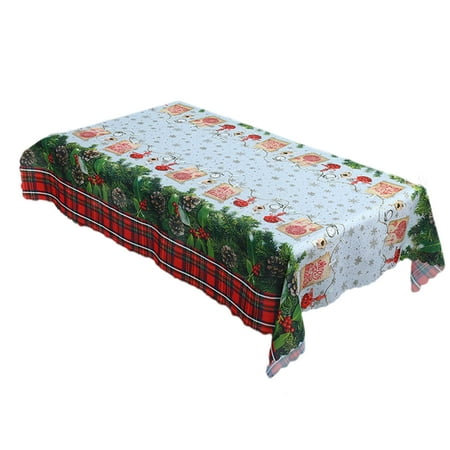 

dianhelloya 1.8/2.2m Christmas Table Cloth Snow Elk Plaid Rectangular Table Cover For Christmas Party