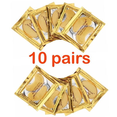 10X Pairs Anti Aging Dark Circle Collagen 24k Gold Eye Patches Pad Mask Bag