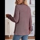 thumbnail image 5 of Camiseta Informal de Punto de Larga con Cuello Redondo y Botones A Rayas para Mujer Vino Tinto L, 5 of 9