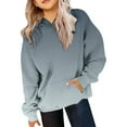 thumbnail image 2 of FAOWME Chandail en Molleton pour Filles Automne Dégradé Couleur Col Rond Manches Longues Poche Sport Décontracté Chandail à Capuchon Chandail Tops g 2-3 Ans, 2 of 4