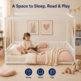 thumbnail image 5 of Miniyam Full Size Canopy FloorBed with Guardrails for Kids and Teens, White, 5 of 7