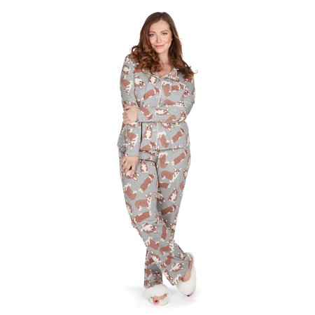 

MeMoi Collection Women s Corgi Dog Print Cotton Blend Matching Pajama Set - Womens - Female