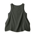 thumbnail image 6 of Sillenn Linen Tank Tops Flowy Scoop Neck Basic Tank Shirt Oversized Summer Casual Camisole Sleeveless Linen T Shirts Loose Lightweight Gauze Tunic Blouses Plus Size Gauze Cami Shirts Dark Gray S, 6 of 8