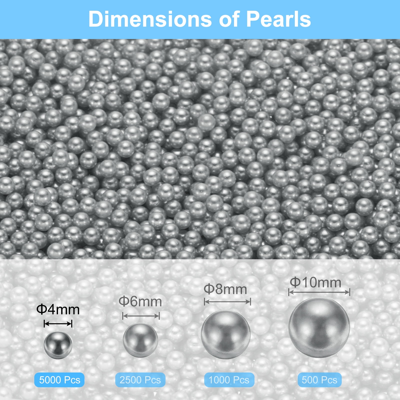 Unique Bargains Faux Pearl for Crafting No Hole Pearls for Vase Filler Silver Gray 5000Pcs