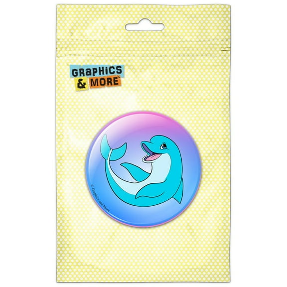 Happy Cartoon Dolphin Pinback Button Pin Badge