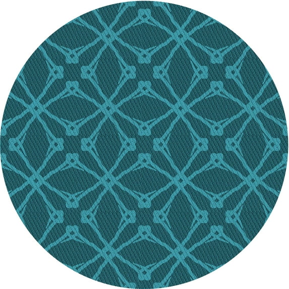 Ahgly Company Machine Washable Indoor Round Transitional Dark Turquoise Green Area Rugs, 5' Round