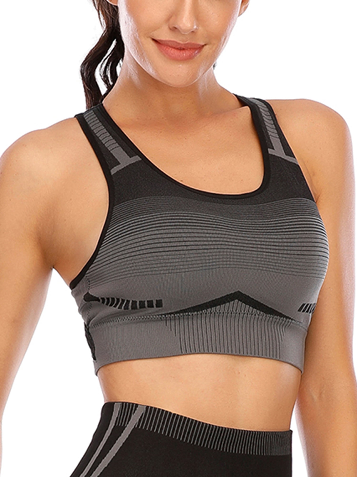 TWO PACK Sports Bras High Impact No Wire Racerback Dry Cool Comfy S/M/L/XL 