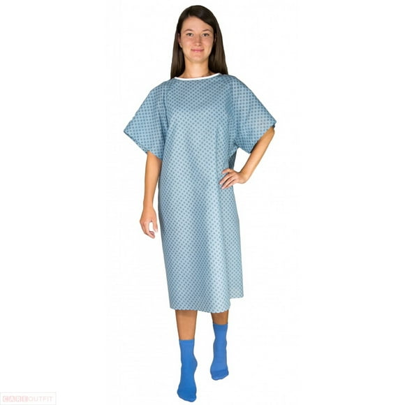3 Pack - Blue Hospital Gown with Back Tie / Hospital Patient Gown with Ties - One Size Fits All