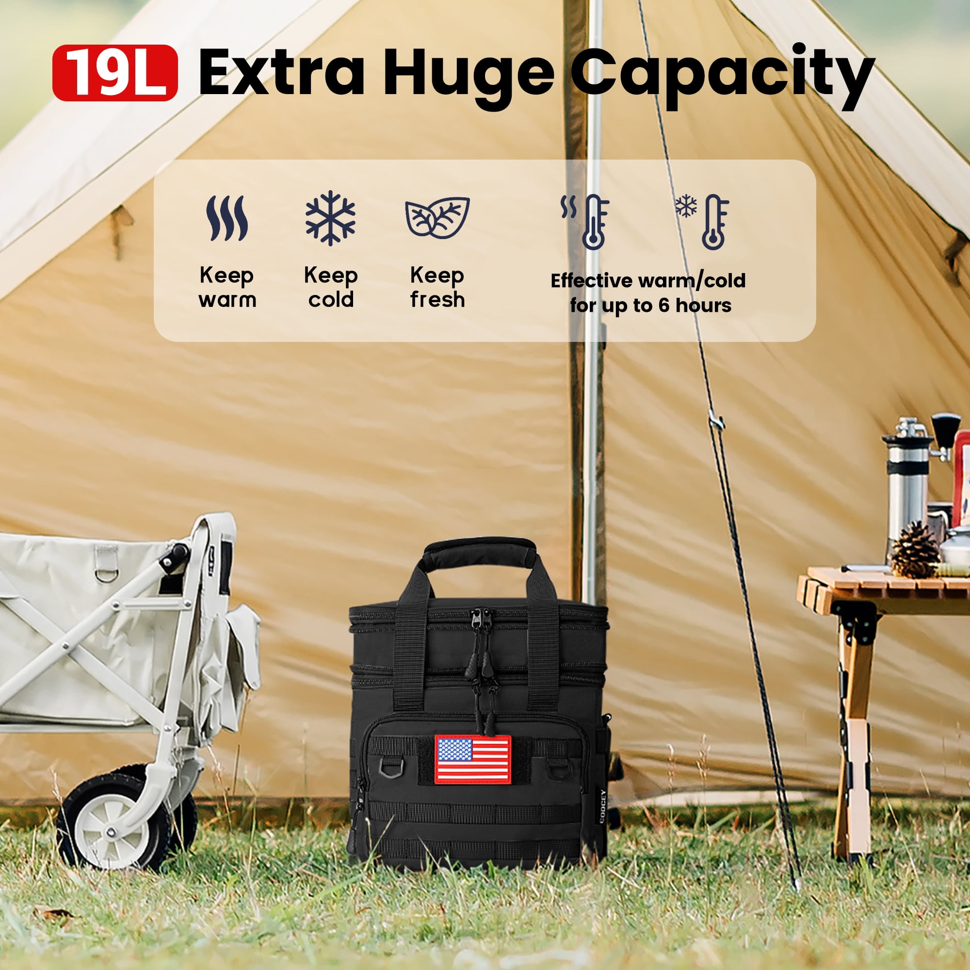 CODCEY Heavy Duty Insulated Expandable Double Deck Leakproof Large Reusable Tactical Lunch Bags