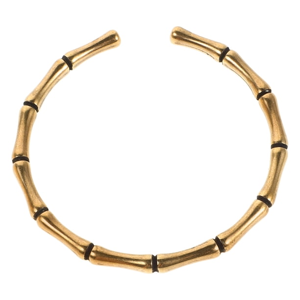 Brazalete abierto estilo bambú, hecho a mano, chapado en oro, estilo minimalista, para mujer