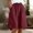 08-Wine, variant on Women's Cotton Linen Bermuda Shorts, Elastic Waist Loose Fit 5 Inch Shorts with Side Pockets, Casual Summer Solid Color Knee Length Shorts for Daily Lounge Vacation Wear 08-Wine L