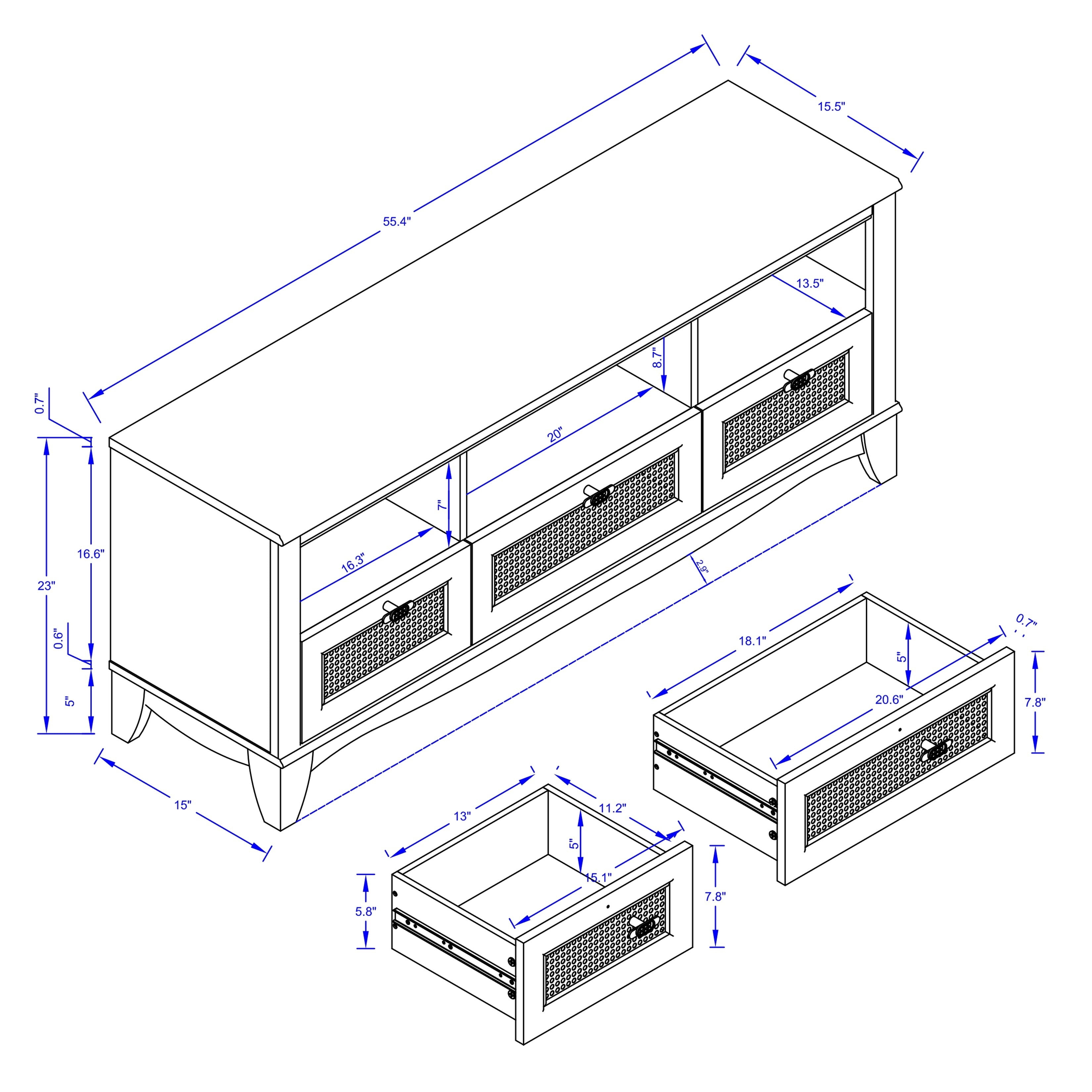 Joy River TV Stand for TVs up to 60", light wood