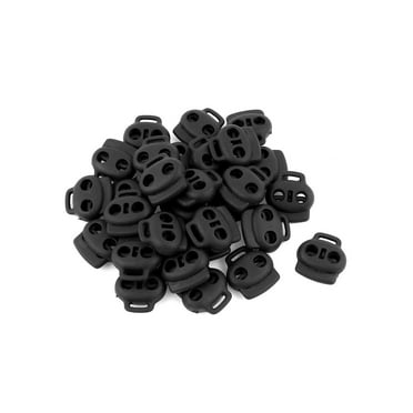 10 x 6mm Dia Single Hole Rope Cord Locks Ends Drawstring Toggles Black ...