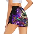 thumbnail image 3 of Vsdgher Mushrooms and Skull Print Women's Running Double Layer Shorts High Waisted with Pockets Elastic Yoga Workout Athletic Gym Sports, 3 of 8