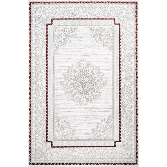 Grey Framed Area Rugs for Living Room Washable Rugs Boho Moroccan Area Rug Soft Neutral Geometric Bohemian Carpet Distressed Indoor Rug for Bedroom Dining Room Office Foldable Nonslip Rug