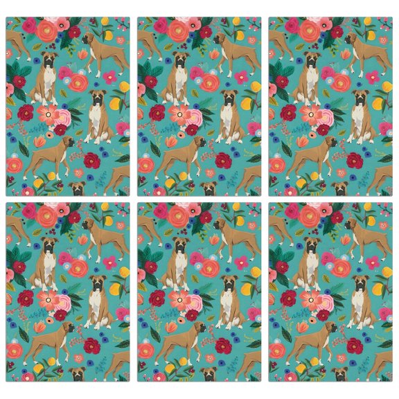 6 Pcs Funny Kitchen Towels,BoxerDog and Pioneer Flower Microfiber Dish Towels,Kitchen Tea Towels,Kitchen Towel Set (18" X 26")