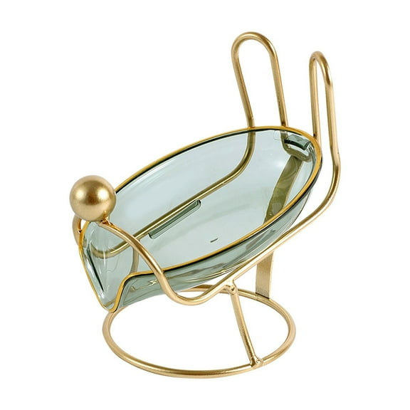 Self Draining Soap Tray with Metal Stand, Countertop Soap Holder for Kitchen Bathroom Shower, Plastic Soap Dish Rack for Sponge, Animal Design Soap Saver