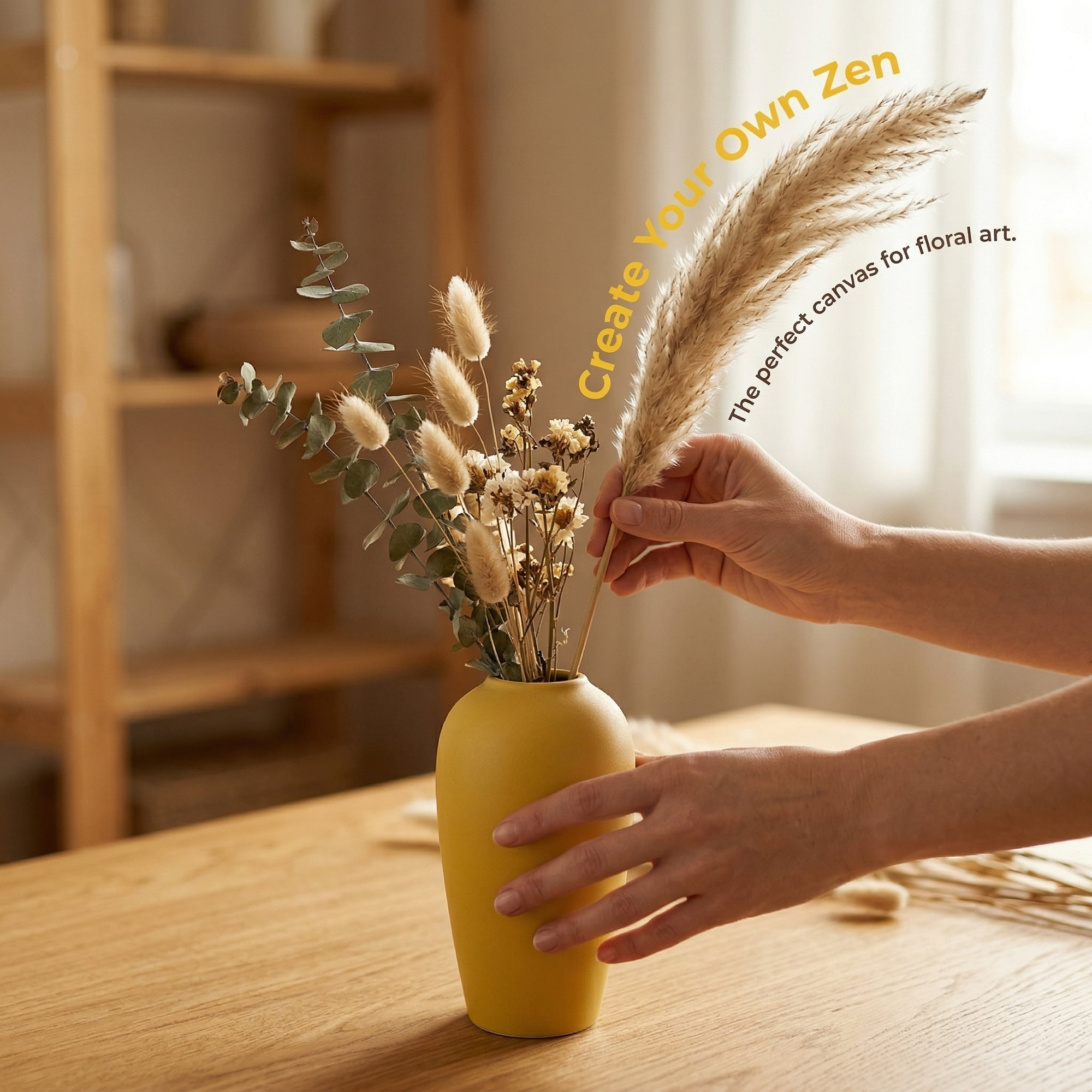Unique Bargains Ceramic Ribbed Textured Flower Vase Yellow 3.1" x 3.1" x 6.1"