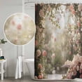 thumbnail image 4 of Pink Rose Spring Floral Shower Curtain Set - 48" x 72" Washable Bathtub Curtain with 12 Hooks, Summer Roses Flowers Farmhouse Waterproof Fabric Stall Shower Curtains for Bathroom/Bathtub Décor, 4 of 6