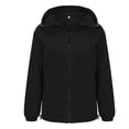 thumbnail image 2 of HAPIMO Women's Rain Jacket Waterproof Long Sleeve Full Zip Jacket Coat Lightweight Solid Pocket Hoodies Fall Winter Trendy Outerwear Jacket Black M, 2 of 2